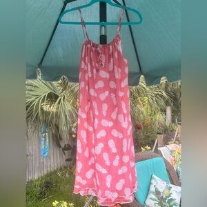 Coral  Pineapple Print Sundress